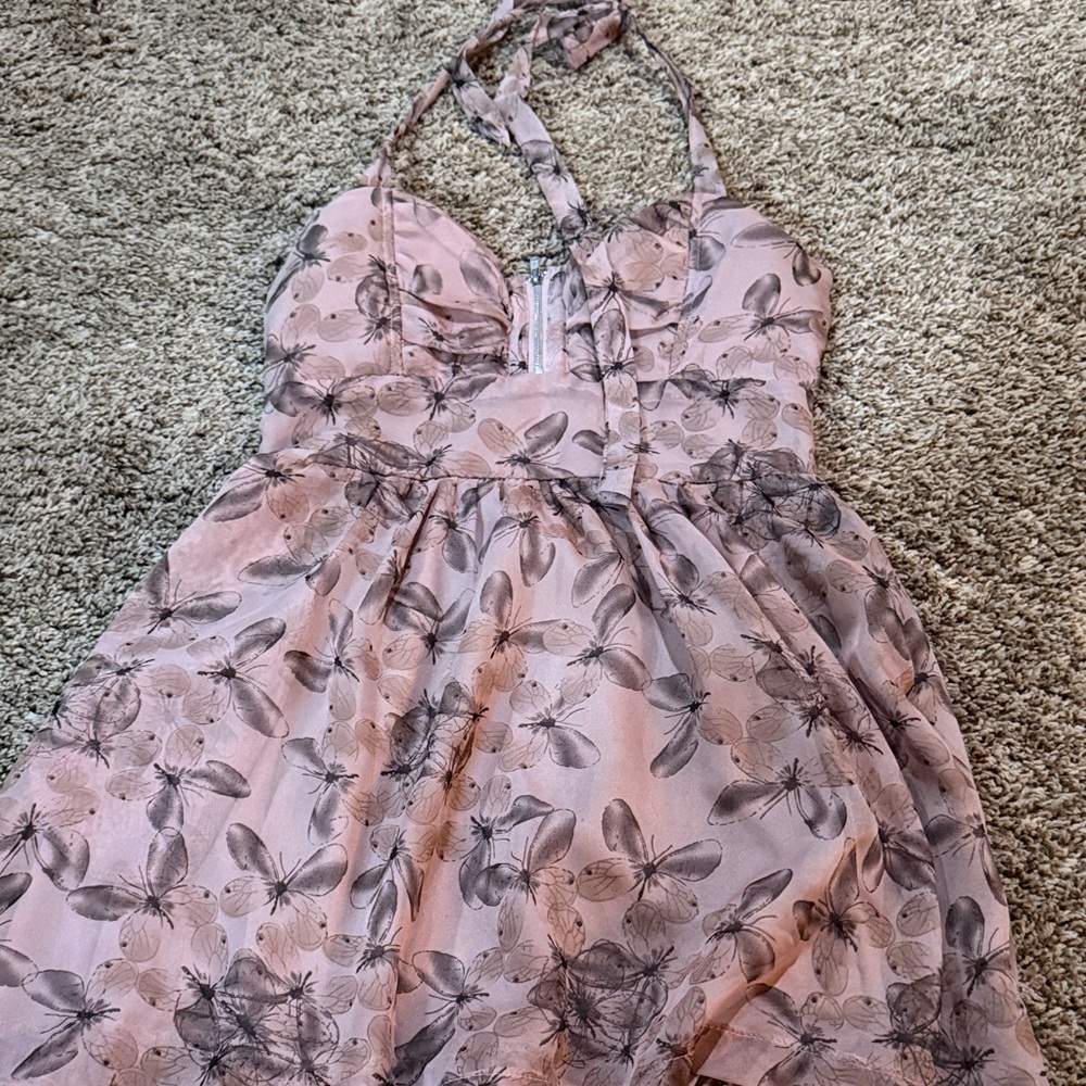 Rachael & Chloe Pink and Gray Butterfly Dress